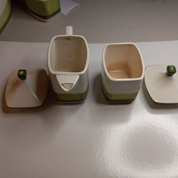 Imperial Stone Lidded Cream and sugar Fern Pattern # 4711 Cottagecore Kitsch - Picture 6 of 10